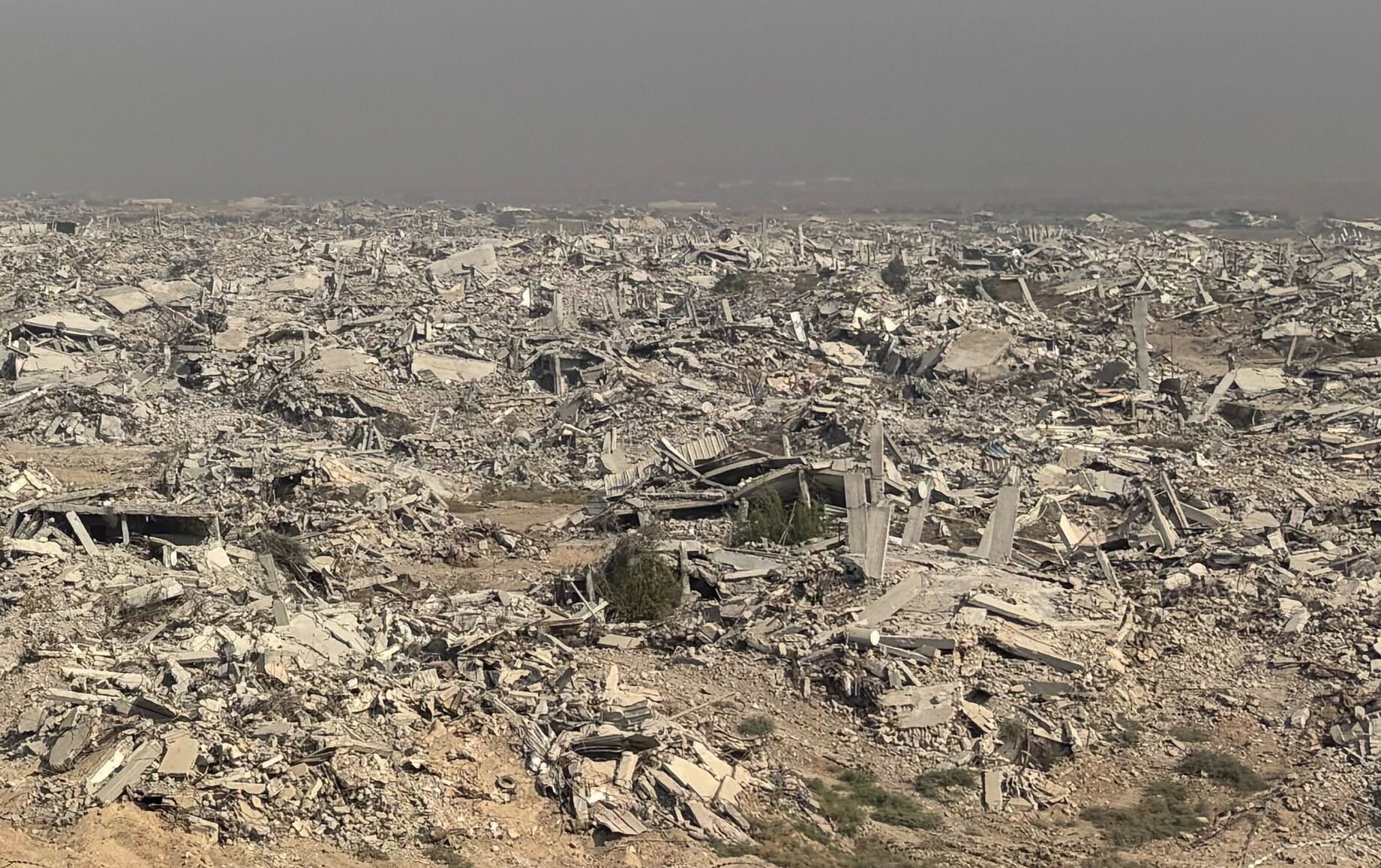 A view of the destroyed Shujaiya neighborhood on the outskirts of Gaza City, from an Israeli military outpost in northern Gaza, on Wednesday.
